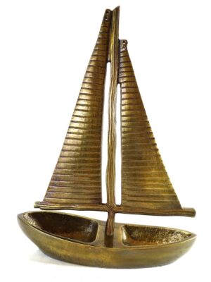 Yachtmodell Aluminium – Maritime Deko Höhe 38 cm
