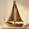 Yachtmodell Aluminium – Maritime Deko Höhe 38 cm