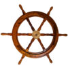 Holzsteuerrad 75 cm mit Messingeinsatz – Maritime Deko