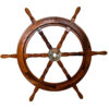 Holzsteuerrad 75 cm mit Messingeinsatz – Maritime Deko