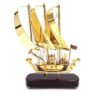 Messingschiff auf Holzsockel – Maritime Deko N-3615A