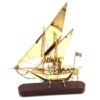 Messingschiff auf Holzsockel 43 cm – Maritime Deko