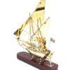 Messingschiff auf Holzsockel 43 cm – Maritime Deko