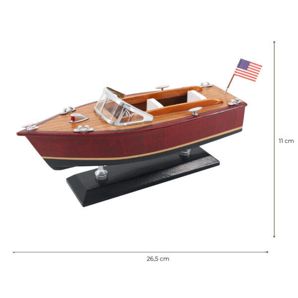 Motorboot-Modell aus Holz 26 cm – Maritime Deko