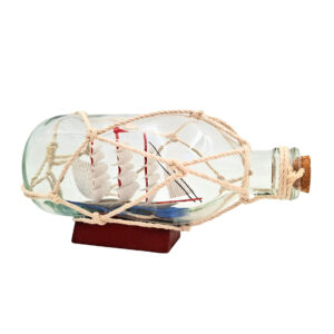Schiff in der Flasche auf Holzsockel – Maritime Deko
