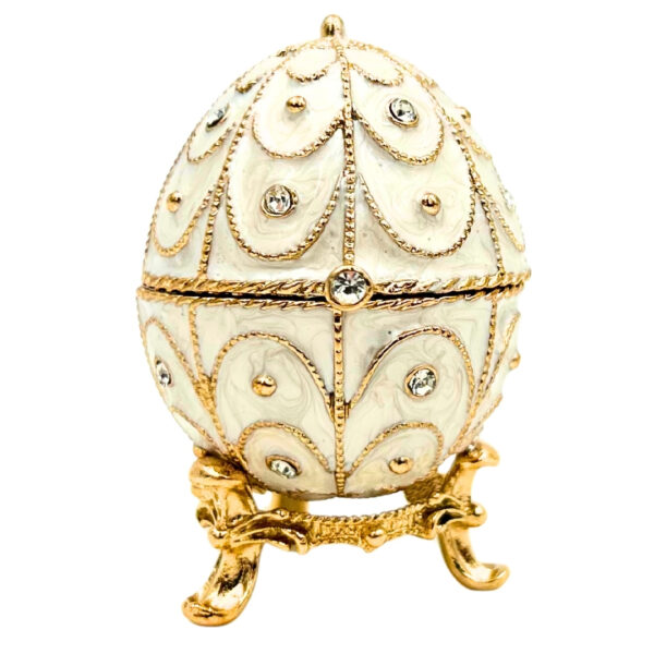 Fabergé Ei Schatulle Weiß Gold mit Kristallen – Luxus Deko