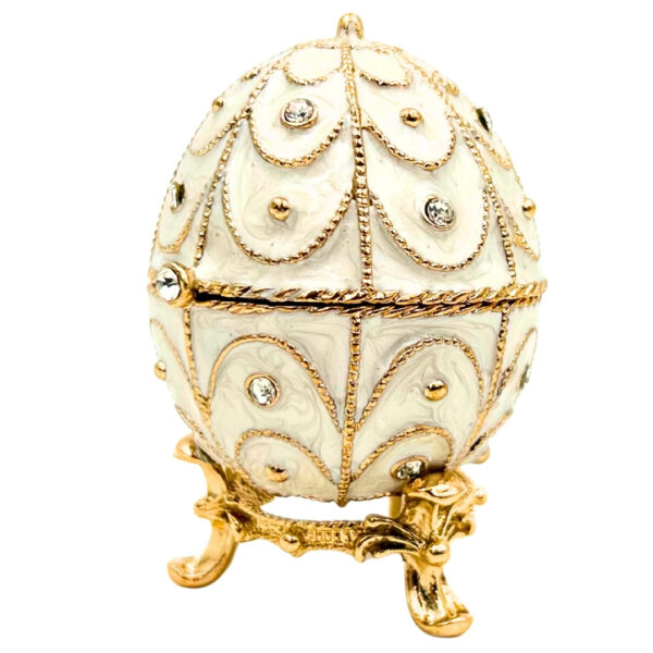 Fabergé Ei Schatulle Weiß Gold mit Kristallen – Luxus Deko