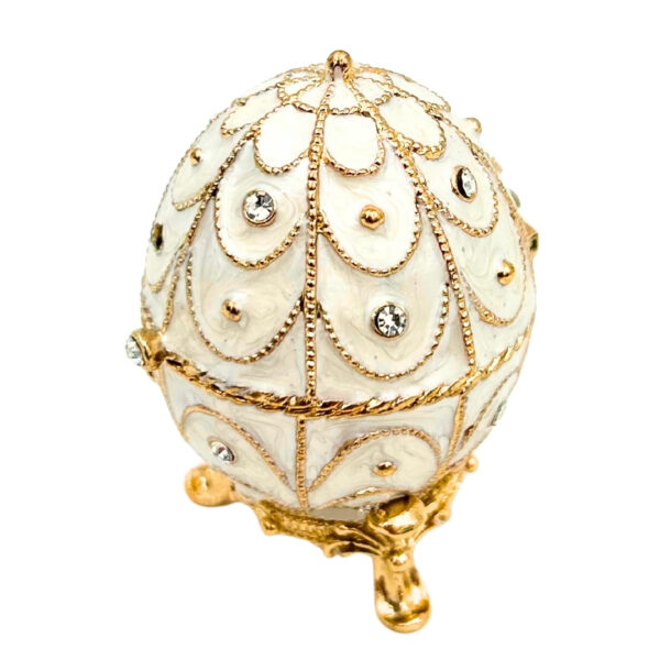 Fabergé Ei Schatulle Weiß Gold mit Kristallen – Luxus Deko