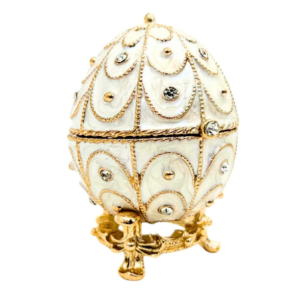 Fabergé Ei Schatulle Weiß Gold mit Kristallen – Luxus Deko