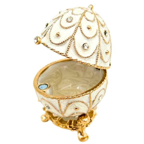 Fabergé Ei Schatulle Weiß Gold mit Kristallen – Luxus Deko