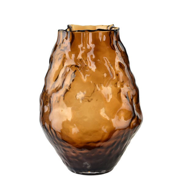 Bernsteinfarbene Design Glasvase SERENITE – Handgefertigte Vase