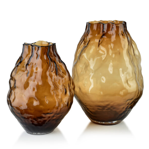 Bernsteinfarbene Design Glasvase SERENITE – Handgefertigte Vase