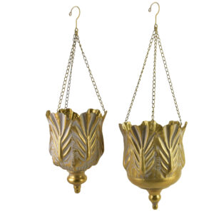 Goldene Blumenampeln MARINA – dekoratives 2er Set