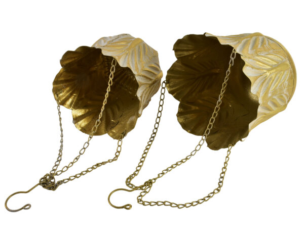 Goldene Blumenampeln MARINA – dekoratives 2er Set