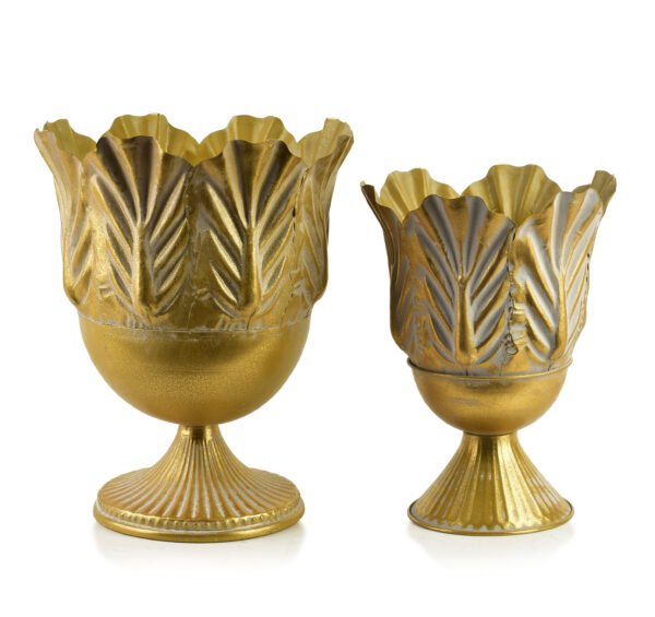 Goldene Metall Pflanzgefäße Set - Exklusives 2er Set