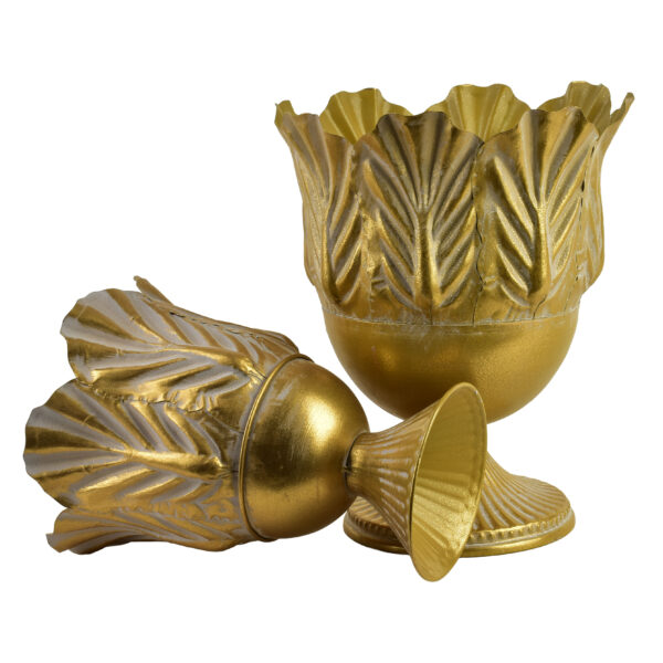Goldene Metall Pflanzgefäße Set - Exklusives 2er Set