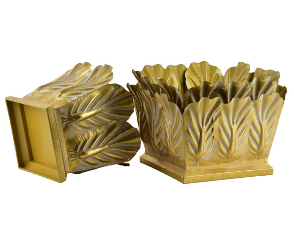 Goldene Metall Pflanzgefäße – Elegantes 3er Set