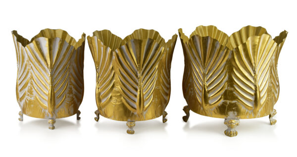 Große Goldene Metall Pflanzgefäße – Elegantes 3er Set