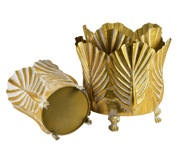 Große Goldene Metall Pflanzgefäße – Elegantes 3er Set