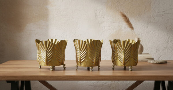 Große Goldene Metall Pflanzgefäße – Elegantes 3er Set