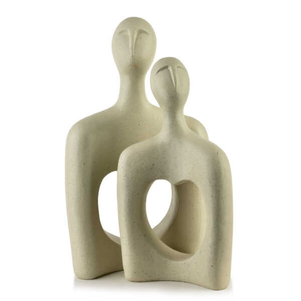 Dekofiguren Set MANON – 2 abstrakte Skulpturen in Beige