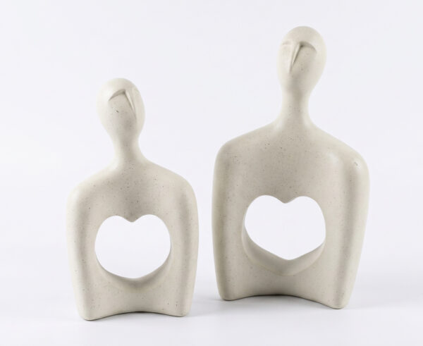 Dekofiguren Set MANON – 2 abstrakte Skulpturen in Beige