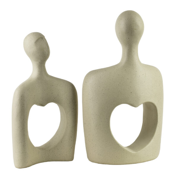 Dekofiguren Set MANON – 2 abstrakte Skulpturen in Beige