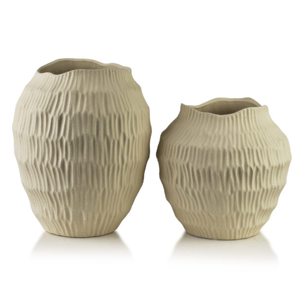 Strukturvase MANON 24,5 cm – Moderne Vase in Beige