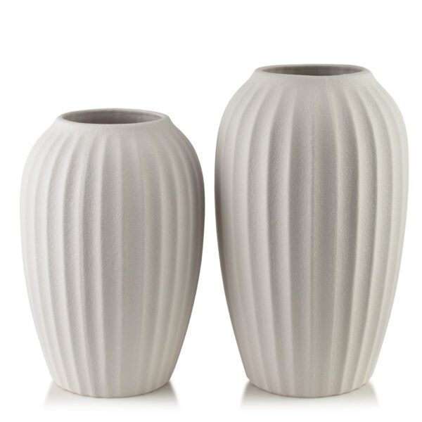 Rillenvase MANON 30 cm – Elegante Premium Vase aus Polyresin