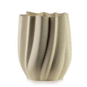 Strukturvase MANON 24 cm – Exklusive Polyresin Vase in Beige