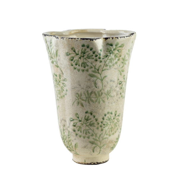 Keramikvase CROCKET 23 cm – Vintage Blumenvase in Creme