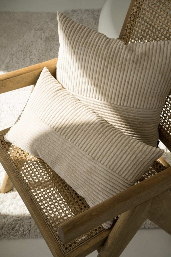 CORD SLIM Karamell Dekokissen 50x30 cm mit Streifenstruktur