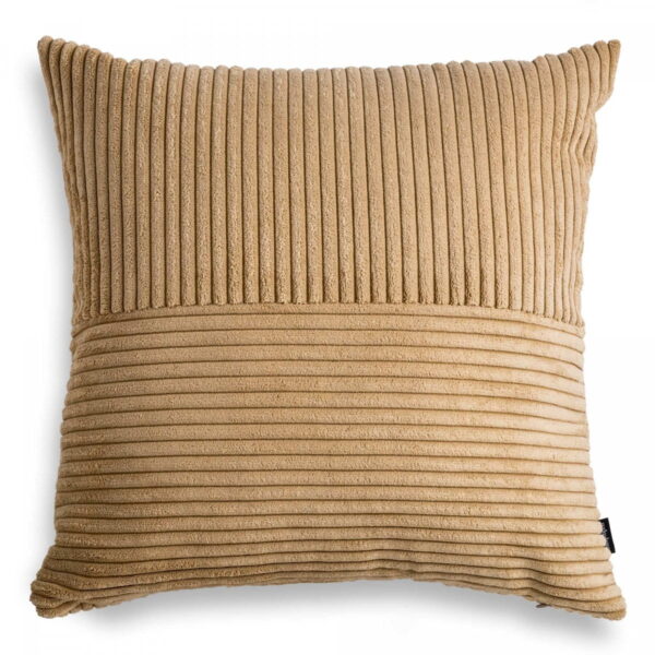 CORD SLIM Karamell Dekokissen 45x45 cm mit Streifenstruktur