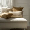 CORD SLIM Karamell Dekokissen 45x45 cm mit Streifenstruktur