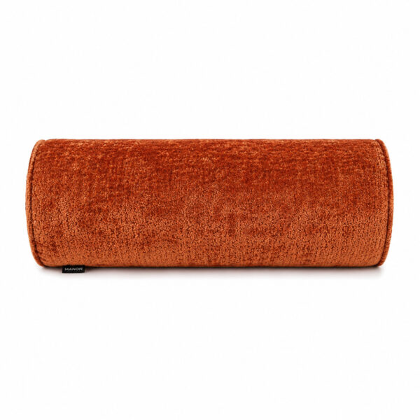 Rostbraunes Bouclé Kissen – Elegante Kissenrolle 45×15 cm
