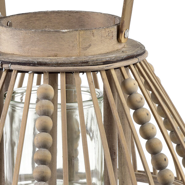 Graue Rattanlaterne 30 cm – Elegantes LUCIE GREY Windlicht