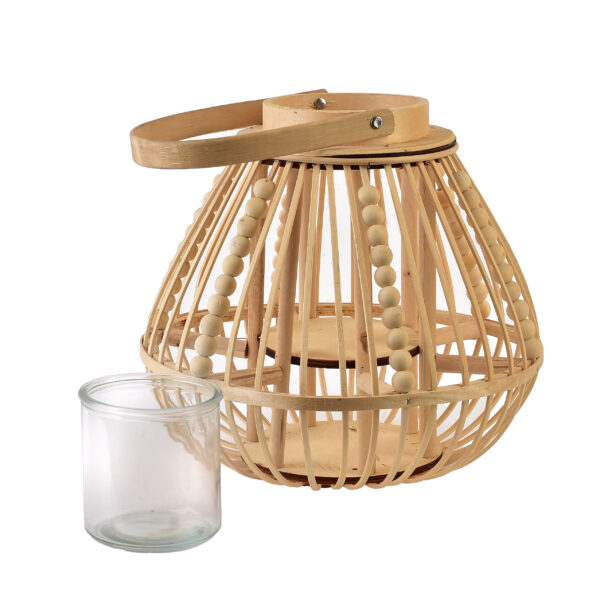 Große Rattan Laterne LUCIE NATURAL 59 cm – Handgeflochtene Natur Laterne