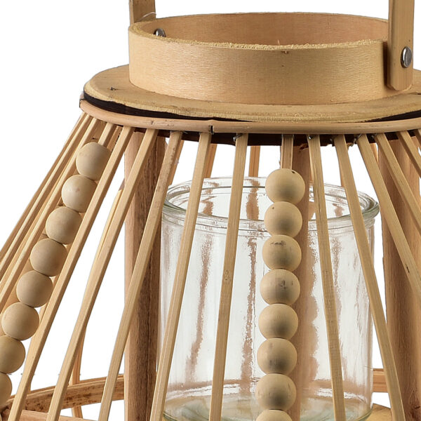 Große Rattan Laterne LUCIE NATURAL 59 cm – Handgeflochtene Natur Laterne