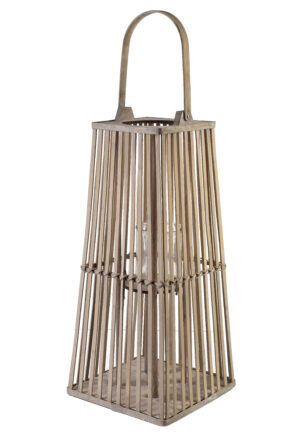 Graue Rattanlaterne 57 cm – LUCIE GREY Windlicht