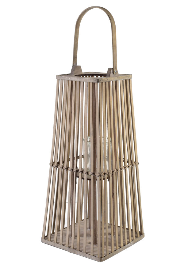 Graue Rattanlaterne 57 cm – LUCIE GREY Windlicht