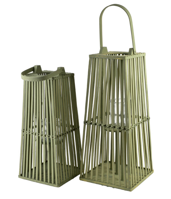 Rattanlaterne Grün 57 cm – LUCIE GREEN Windlicht