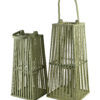Rattan Laterne Grün LUCIE GREEN 48 cm – Handgeflochtene Laterne aus Holz und Rattan