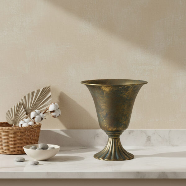 Goldene Metallvase HIWE8158 23,5 cm – Elegante Dekovase im Vintage-Stil