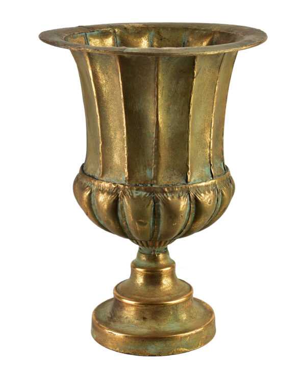 Metallvase VIOLA 37 cm – Dekorative Pokalvase in Gold und Türkis
