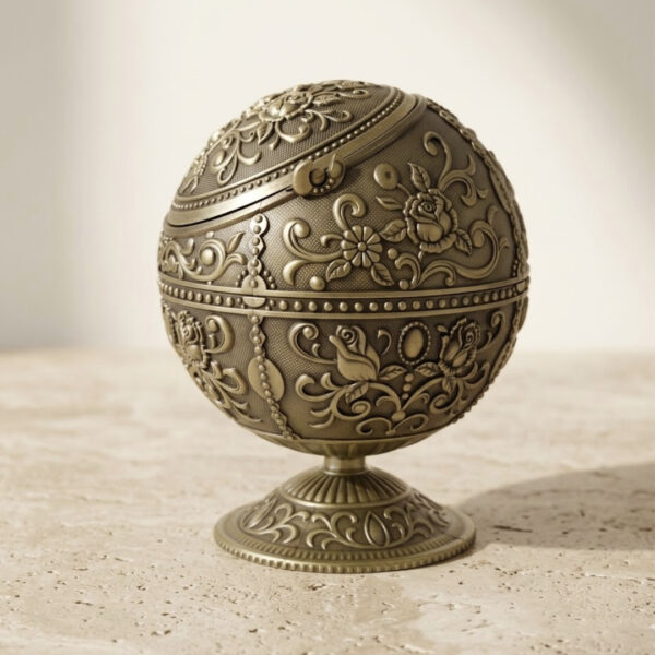 Metall Aschenbecher Globus – Exklusiver Design Aschenbecher mit Deckel
