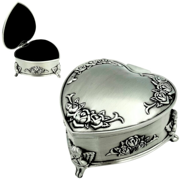 Herzförmige Schmuckschatulle Metall – Vintage – 2099