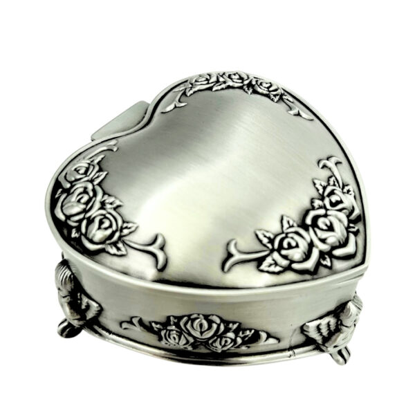 Herzförmige Schmuckschatulle Metall – Vintage – 2099