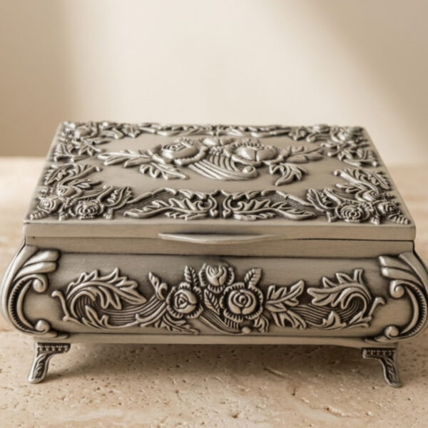 Vintage Metallschatulle Silber – Schmuckbox 2075