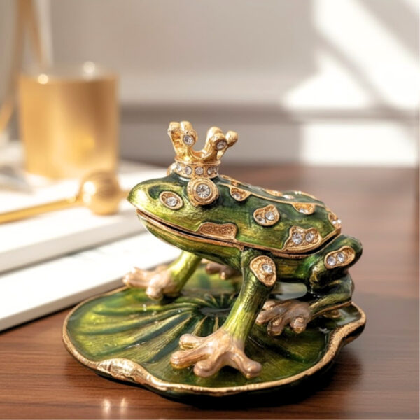 Frosch Schmuckdose mit Kristallen - Exklusiver Blickfang