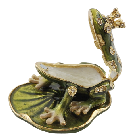 Frosch Schmuckdose mit Kristallen - Exklusiver Blickfang
